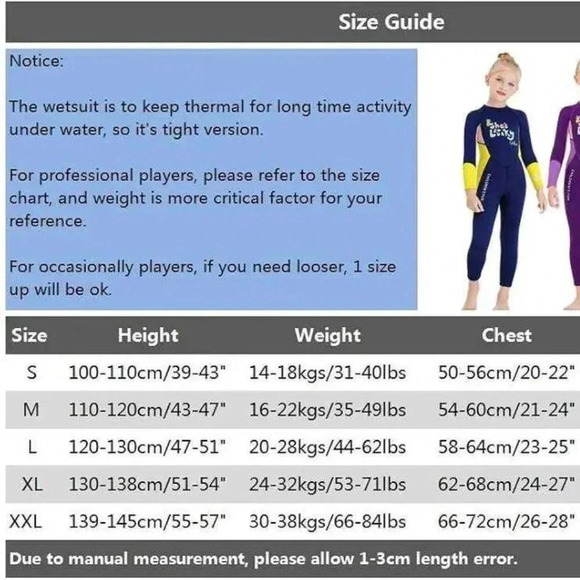 Gogokids Kids Wetsuit Girls Neoprene  Swimsuit, Children size S - Picture 4 of 4